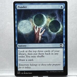 MTG Ponder Commander Streets of New Capenna 229 Common Blue Sorcery Dan Scott